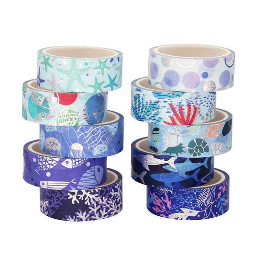 10 Rolls Blue Ocean Washi Tape Set 15mm x 4m - TTpen