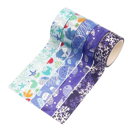 10 Rolls Blue Ocean Washi Tape Set 15mm x 4m - TTpen