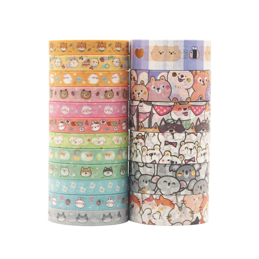 Cute Animals Washi Tape Set 18 Rolls