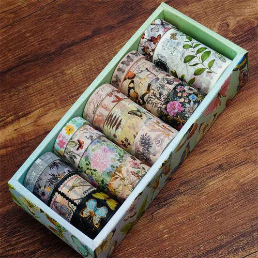 Vintage Butterfly Floral Washi Masking Tape Set 18 Rolls - TTpen