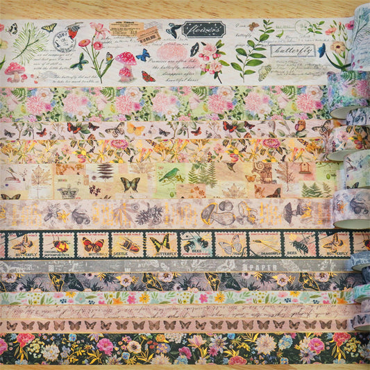 Vintage Butterfly Floral Washi Masking Tape Set 18 Rolls