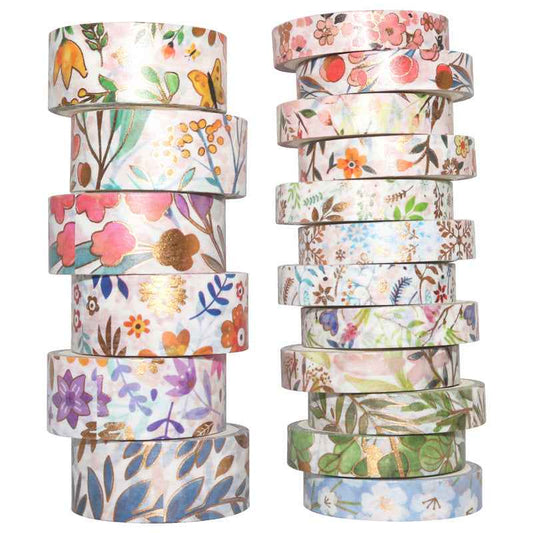 Bloodming Floral Gold Washi Tape Set 18 Rolls - TTpen