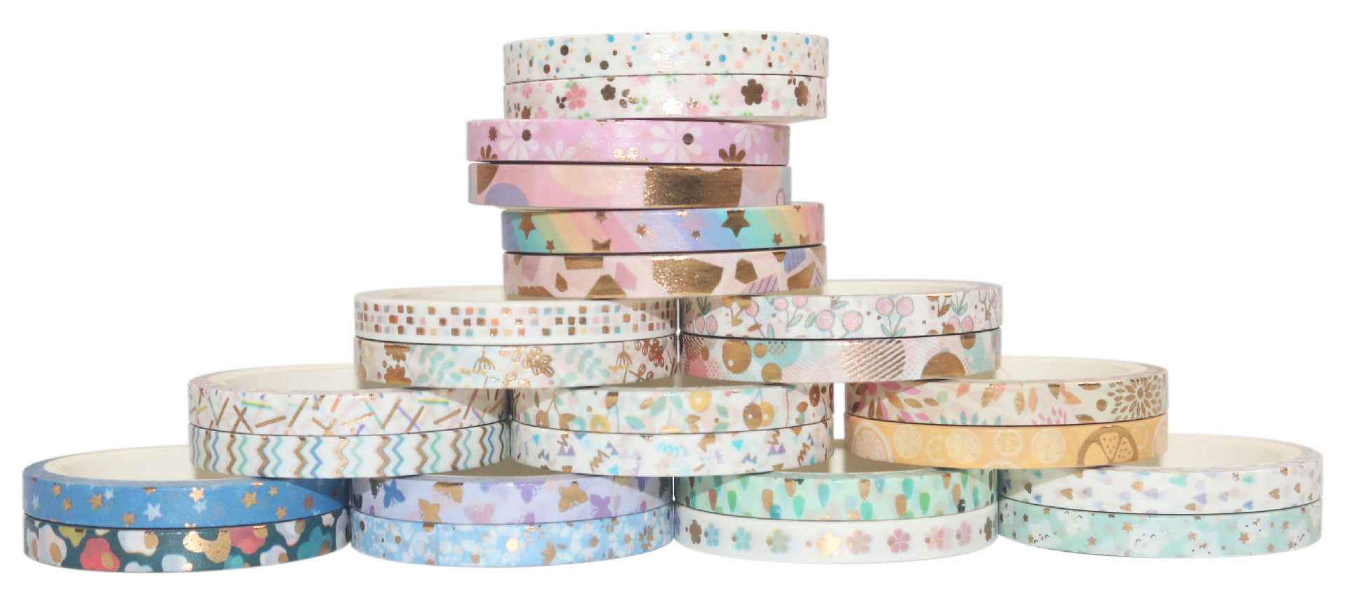 Skinny Gold Foil Washi Masking Tape Set 24 Rolls 5mm x 4m - TTpen
