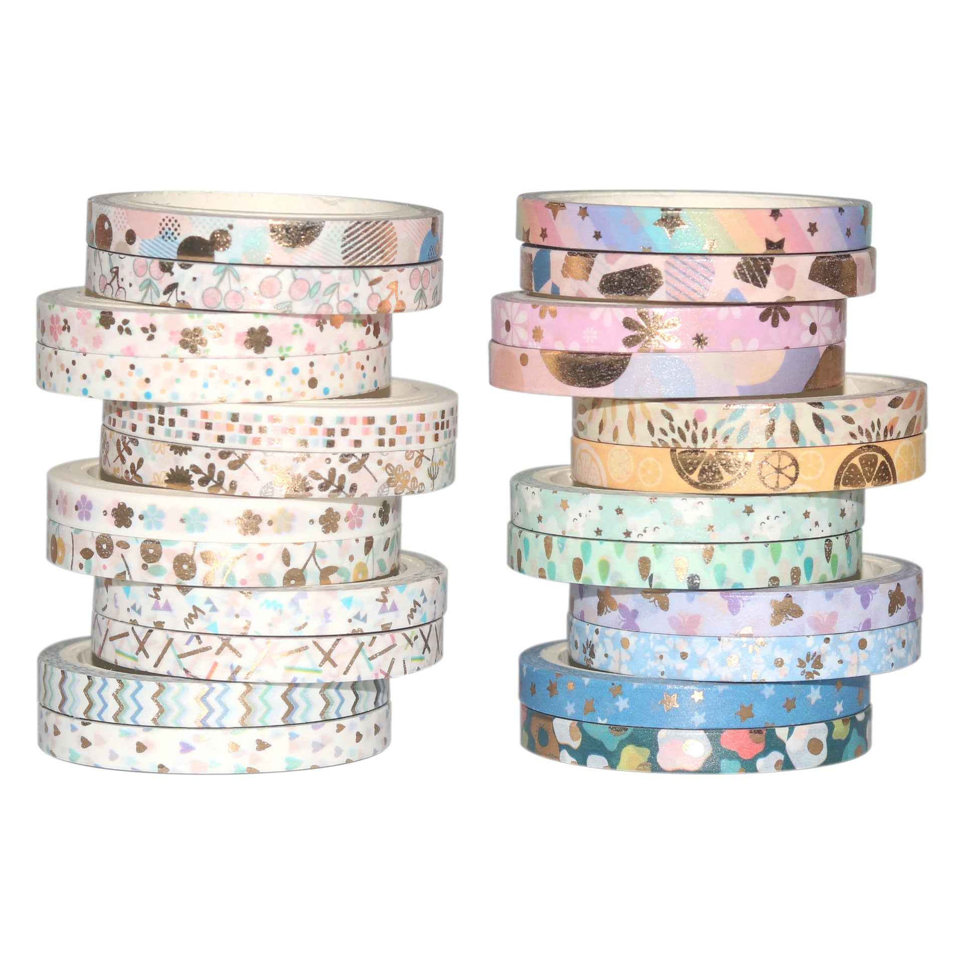 Skinny Gold Foil Washi Masking Tape Set 24 Rolls 5mm x 4m - TTpen