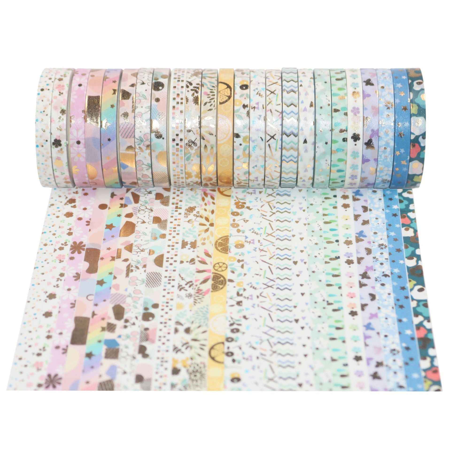 Skinny Gold Foil Washi Masking Tape Set 24 Rolls 5mm x 4m - TTpen