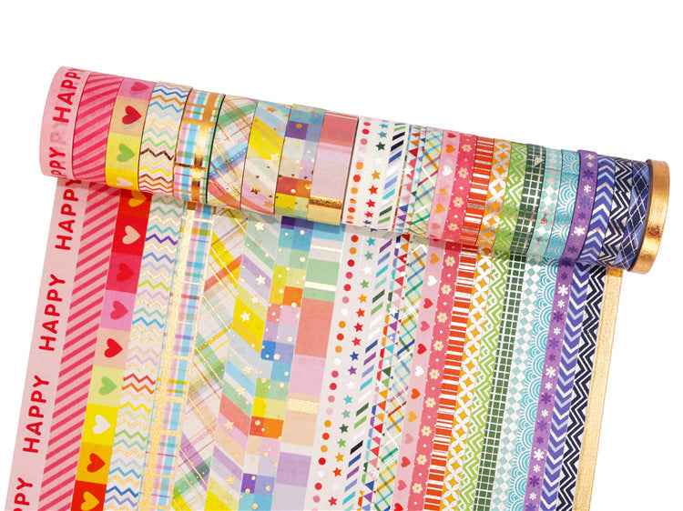 Rainbow Foil Washi Masking Tape Set 27 Rolls - TTpen