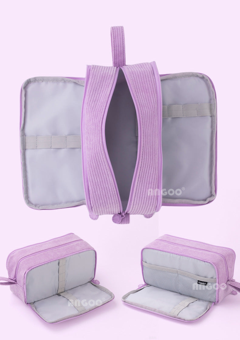 Angoo Corduroy Large Capacity Pencil Case 60-Pen Organizer for Girls