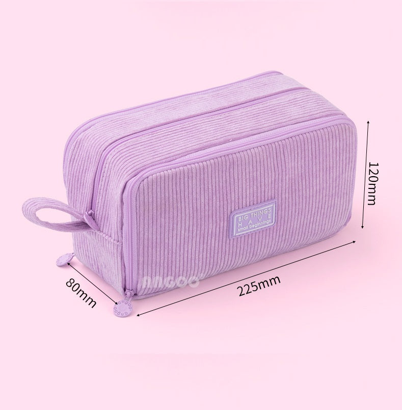 Angoo Corduroy Large Capacity Pencil Case 60-Pen Organizer for Girls