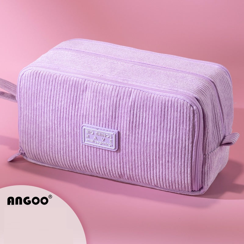 Angoo Corduroy Large Capacity Pencil Case 60-Pen Organizer for Girls