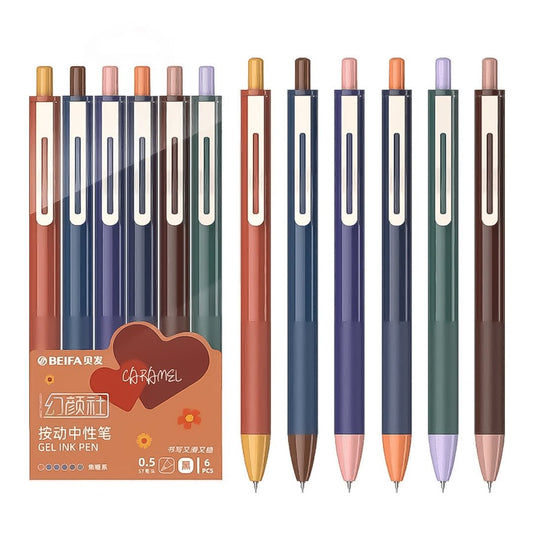 Beifa Caramel Press Neutral Gel Pens 6 Pack