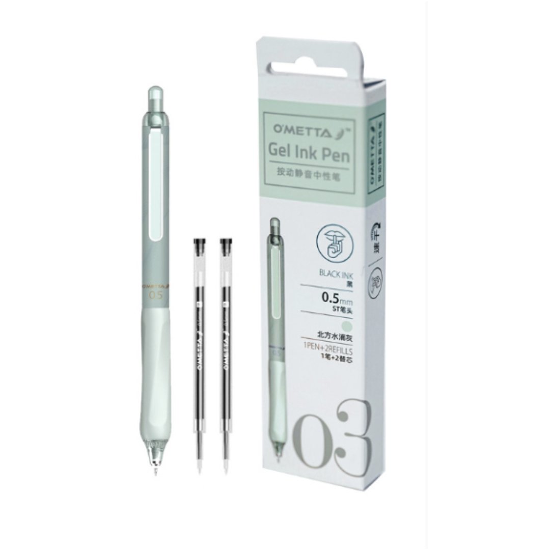 Beifa Ometta-03 0.5mm Gel Ink Pen-1 pen with 2 refills 0.5mm Green