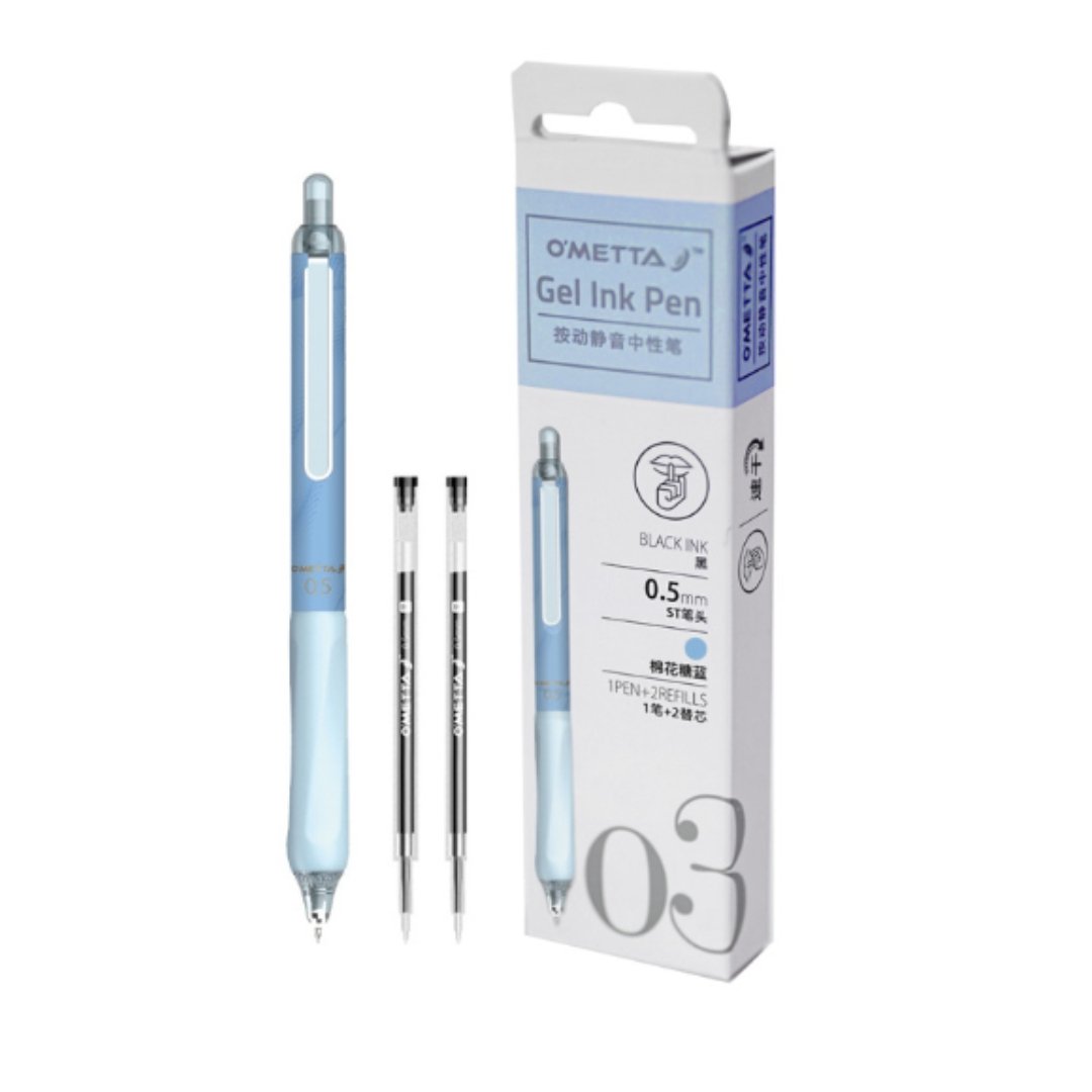 Beifa Ometta-03 0.5mm Gel Ink Pen-1 pen with 2 refills 0.5mm Blue