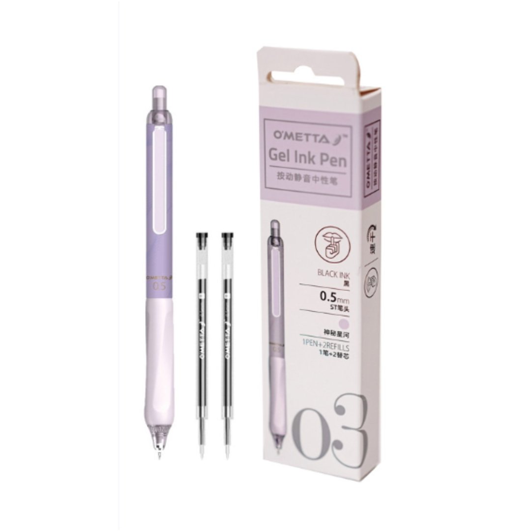 Beifa Ometta-03 0.5mm Gel Ink Pen-1 pen with 2 refills 0.5mm Purple