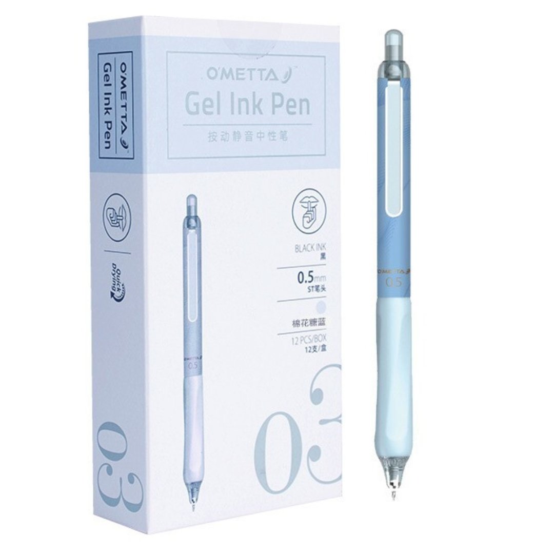 Beifa Ometta Push Silent Gel Pen with 2 Refills Blue