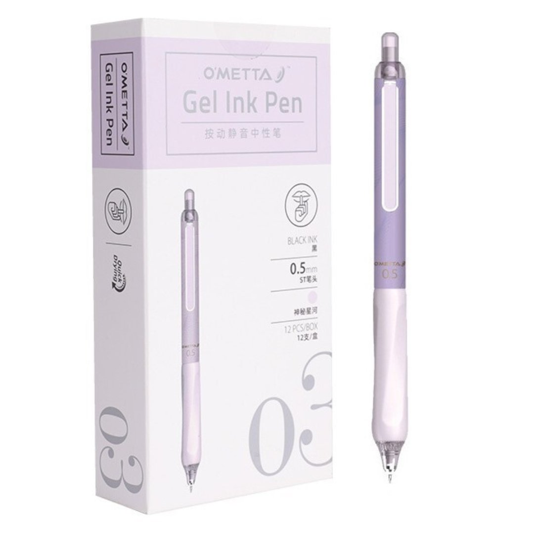 Beifa Ometta Push Silent Gel Pen with 2 Refills Purple
