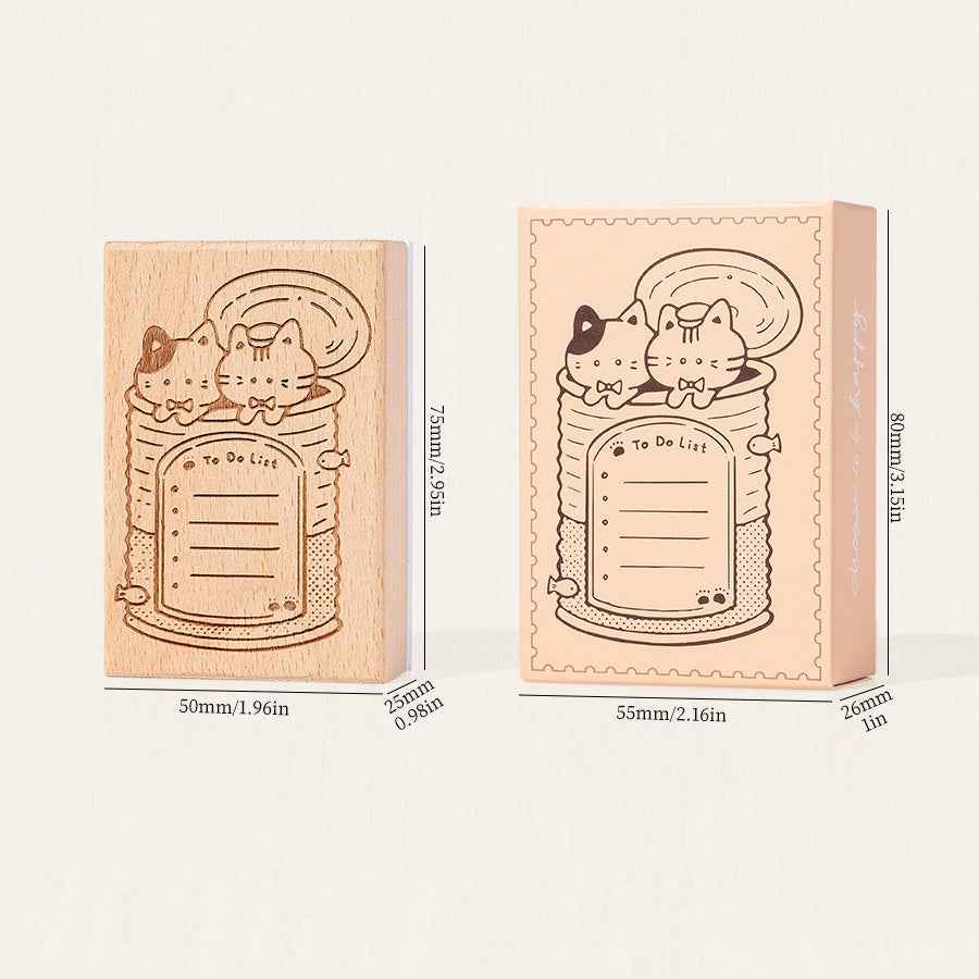 Wooden Time Planning Table Stamps Cat Memo 6 Pack