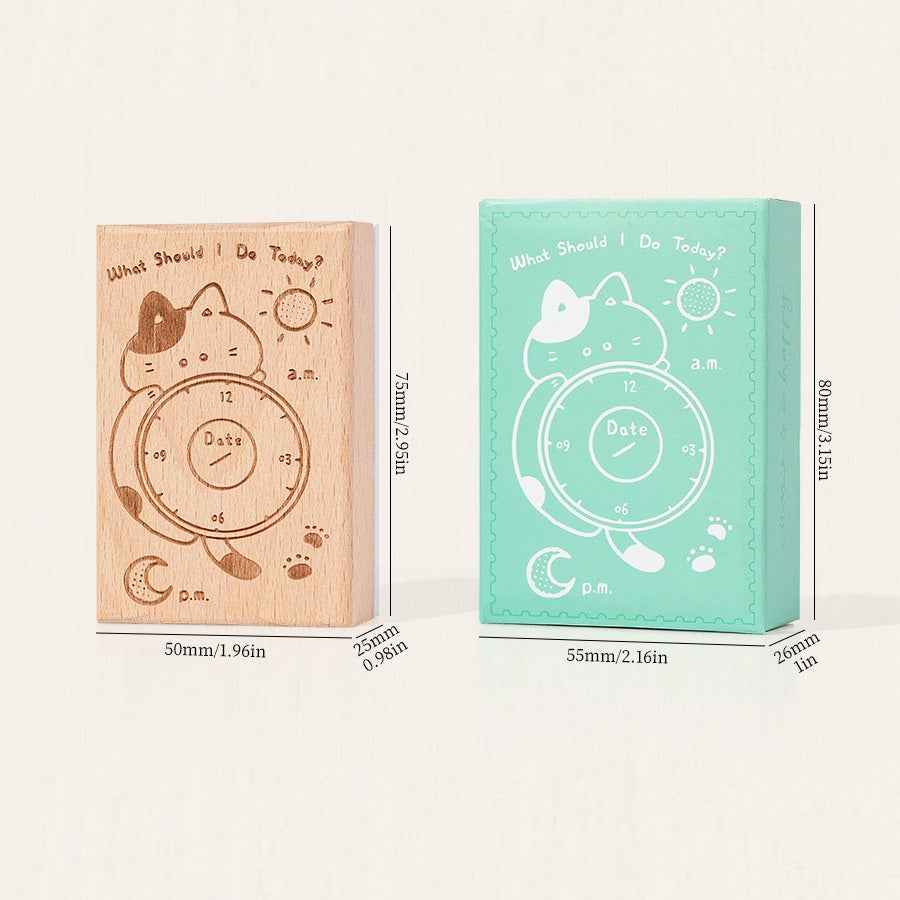Wooden Time Planning Table Stamps Cat Memo 6 Pack