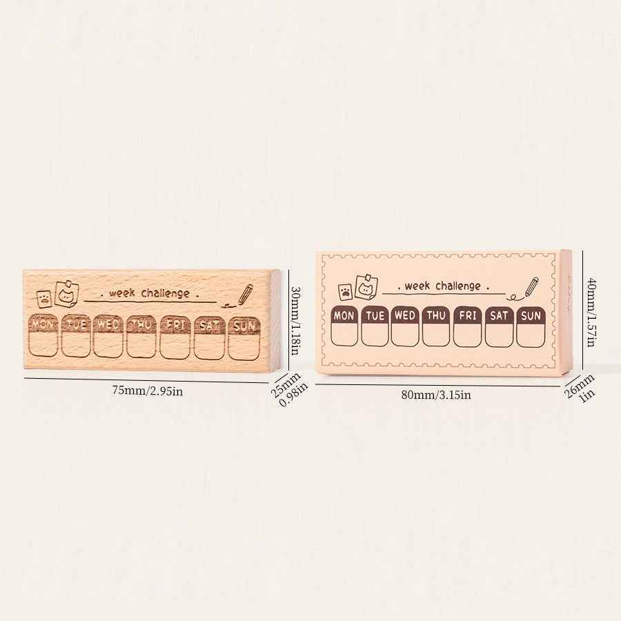 Wooden Time Planning Table Stamps Cat Memo 6 Pack