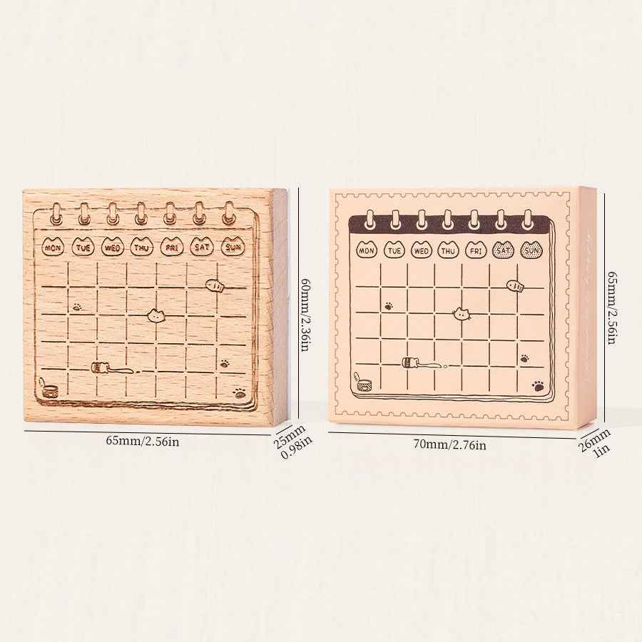 Wooden Time Planning Table Stamps Cat Memo 6 Pack