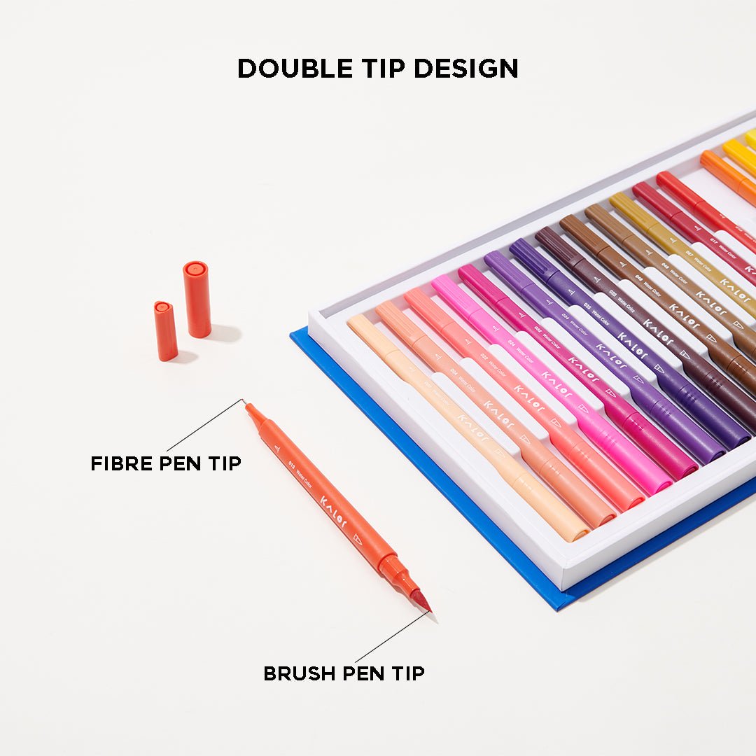 KALOR 36/100 Dual Tip Marker,Fineliner and Watercolor Brush Pens