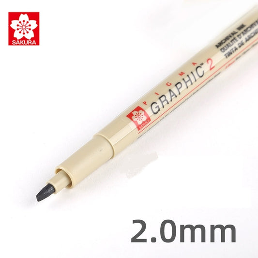 Sakura Pigma Graphic Pen - 2.0 mm - Black Ink (3 Pack)