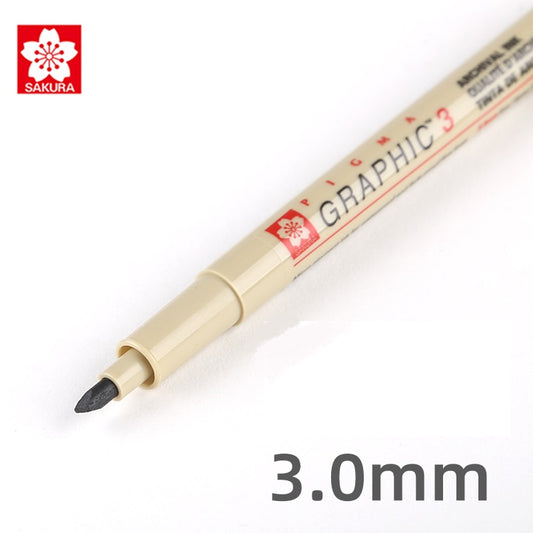 Sakura Pigma Graphic Pen - 3.0 mm - Black Ink (3 Pack)