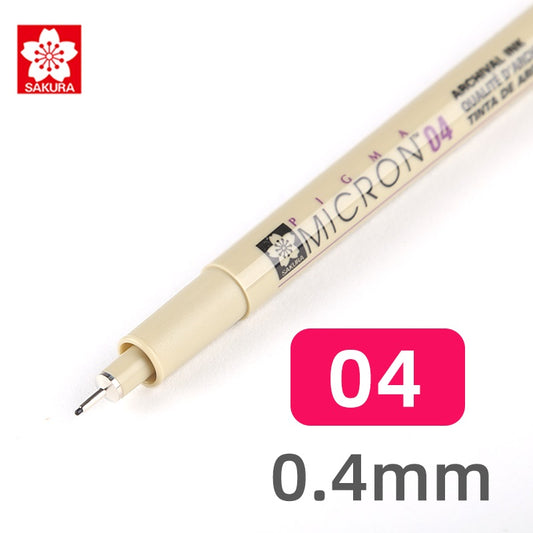 Sakura Pigma Micron Pen - Size 04 - 0.4 mm - Black (3 Pack)