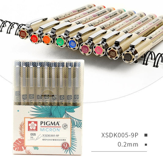 Sakura Pigma Micron Pen - Size 005 - 0.2 mm - 9 Color Bundle