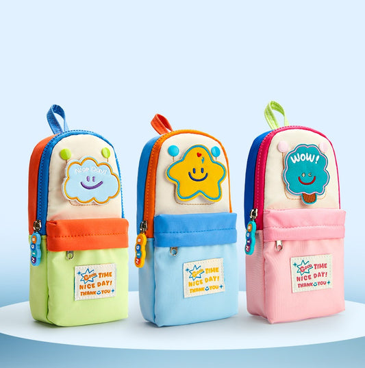 Macaron Color Vertical Pen Pouch - Large Capacity Stationery Bag