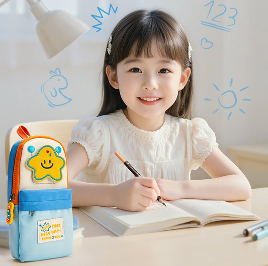 Macaron Color Vertical Pen Pouch - Large Capacity Stationery Bag