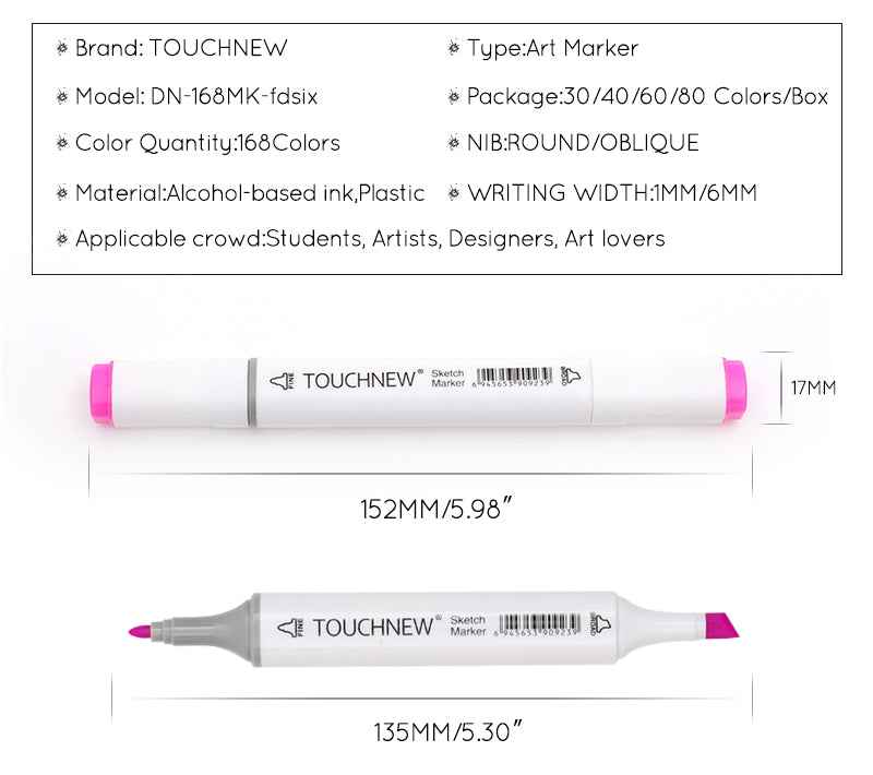 TOUCHNEW 80 Color Sketch Markers Animation Manga Set with Carry Bag - TTpen