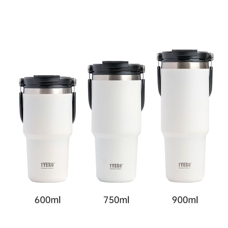 Tyeso 20/25/30 oz Insulated Tumbler with Handle and Straw Lid White