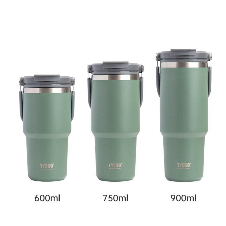 Tyeso 20/25/30 oz Insulated Tumbler with Handle and Straw Lid Green