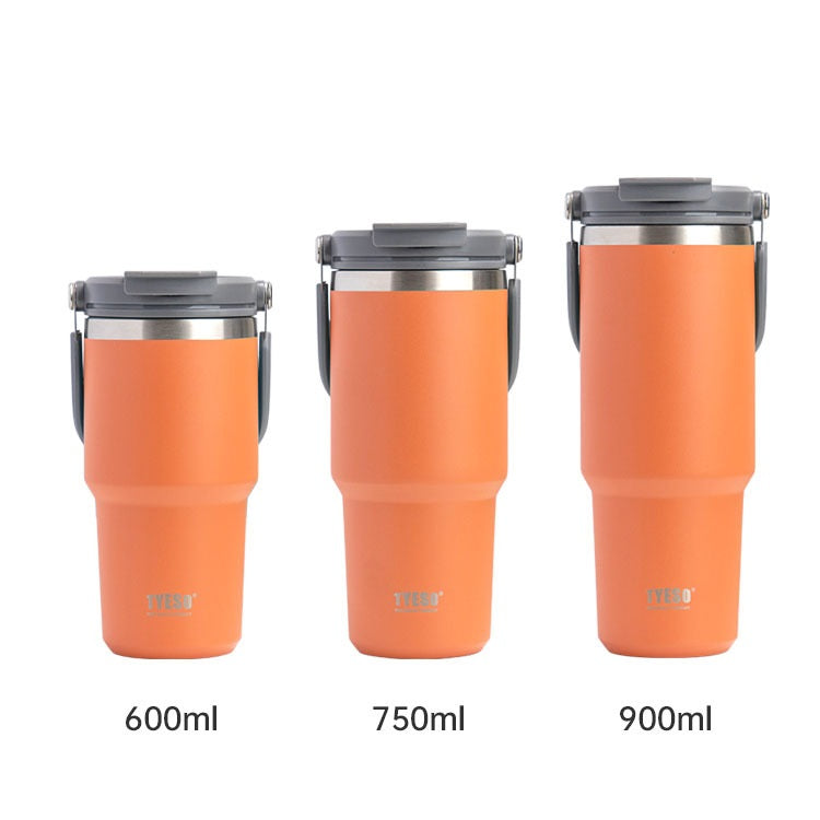 Tyeso 20/25/30 oz Insulated Tumbler with Handle and Straw Lid Orange