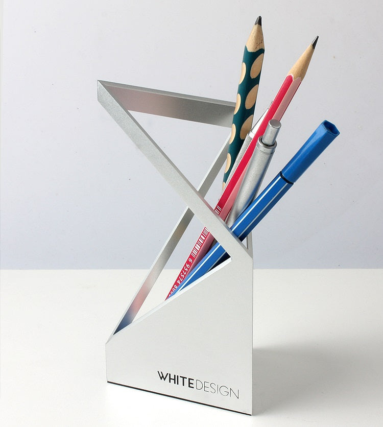 Architectural Aluminum Pen Holder - Modern Desktop Organizer