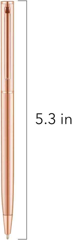 Rose Gold Slim Metallic Retractable Ballpoint Pens 6 Pack - TTpen