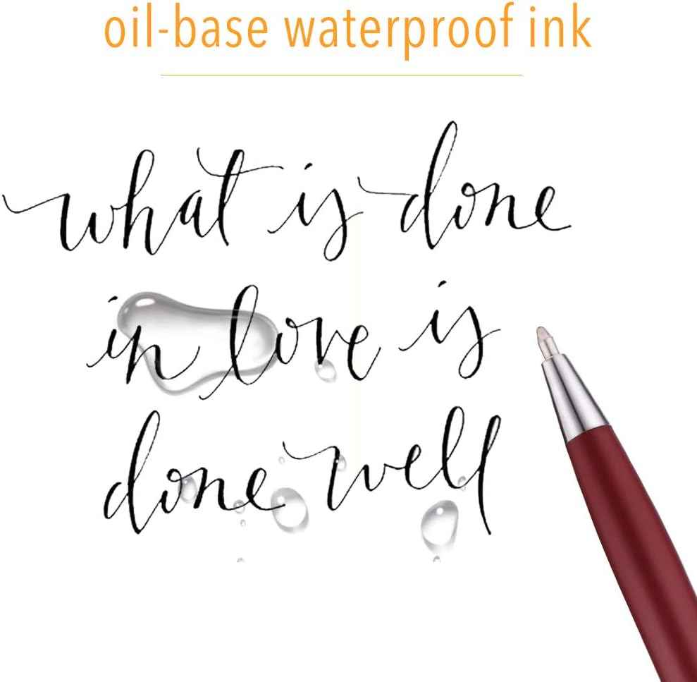 Slim Metallic Retractable Ballpoint Pens,Matte Burgundy,6 Pack-Black ink - TTpen