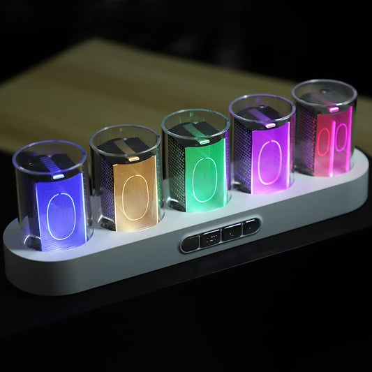 Simulation Nixie Tube Clock,RGB LED Desk Clock White