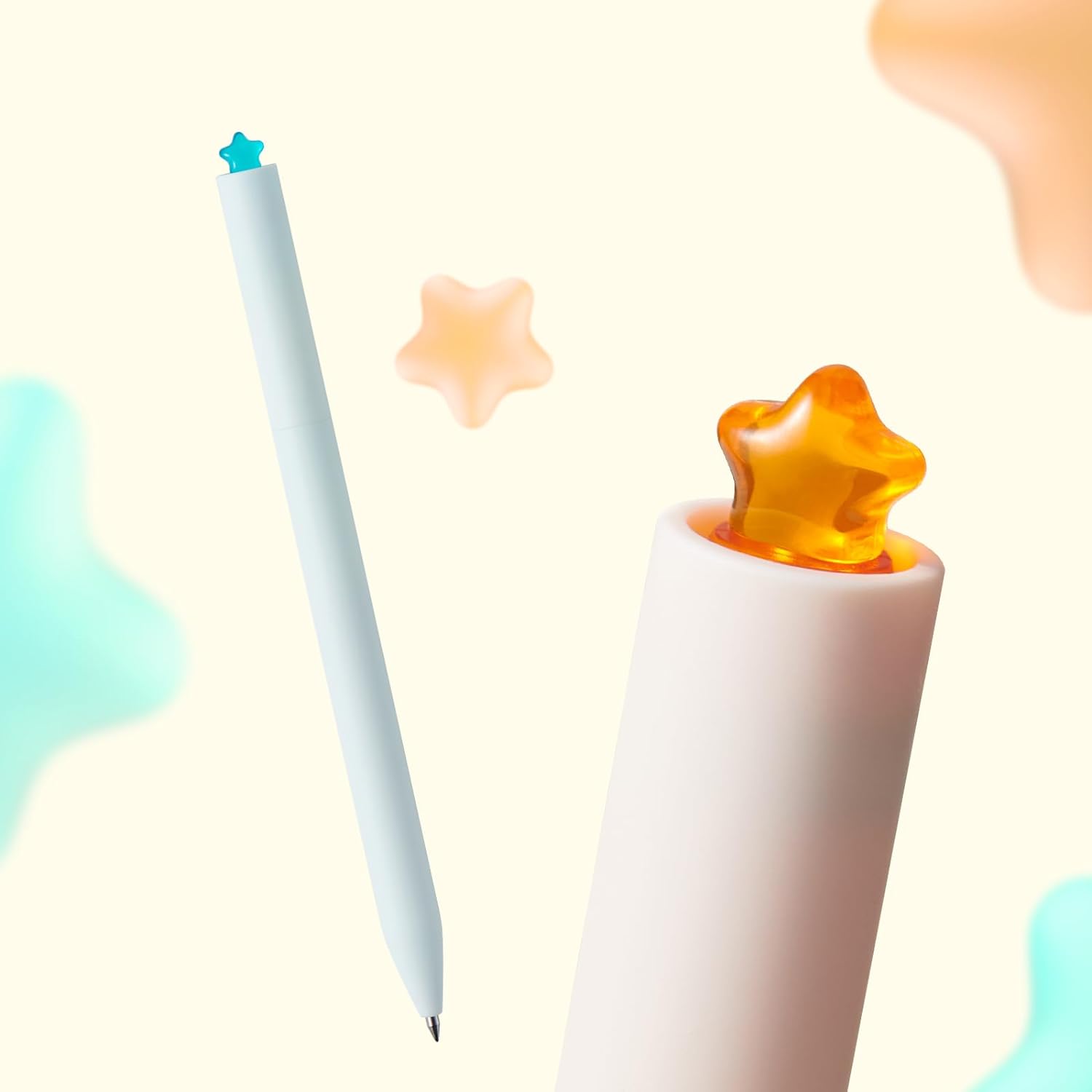 Kaco FIRST Star Gel Pens with Extra 4 Black Ink Refills (Orange+Blue)