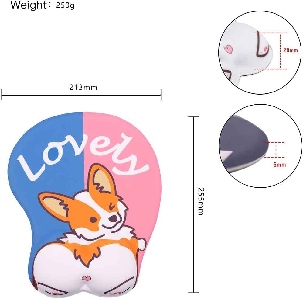 Lovely Corgi 3D Mouse Pad with Wrist Rest Support,Non-Slip Silicone - TTpen