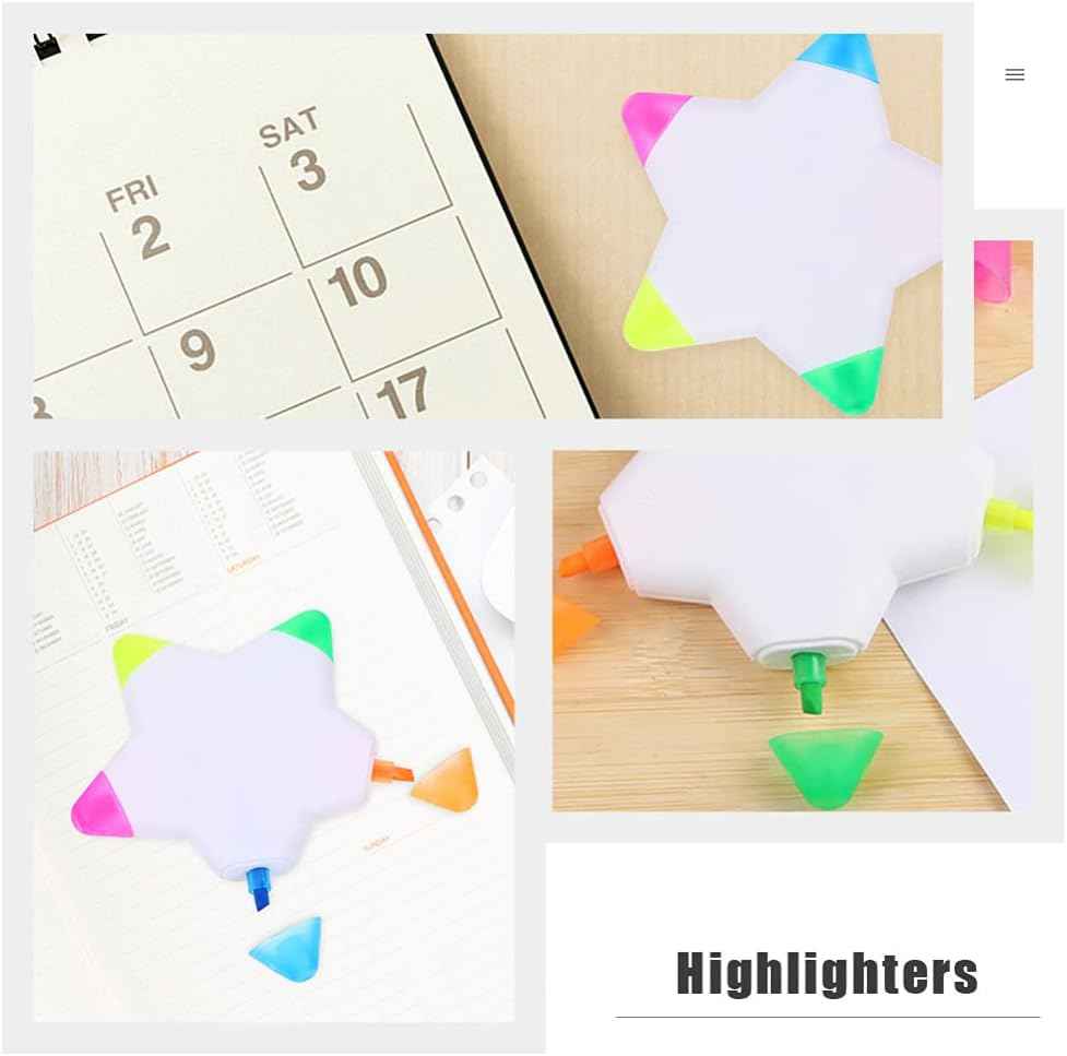 10Pcs Star Shape Watercolor Highlighter 5 In 1 Color Fluorescent Pens - TTpen