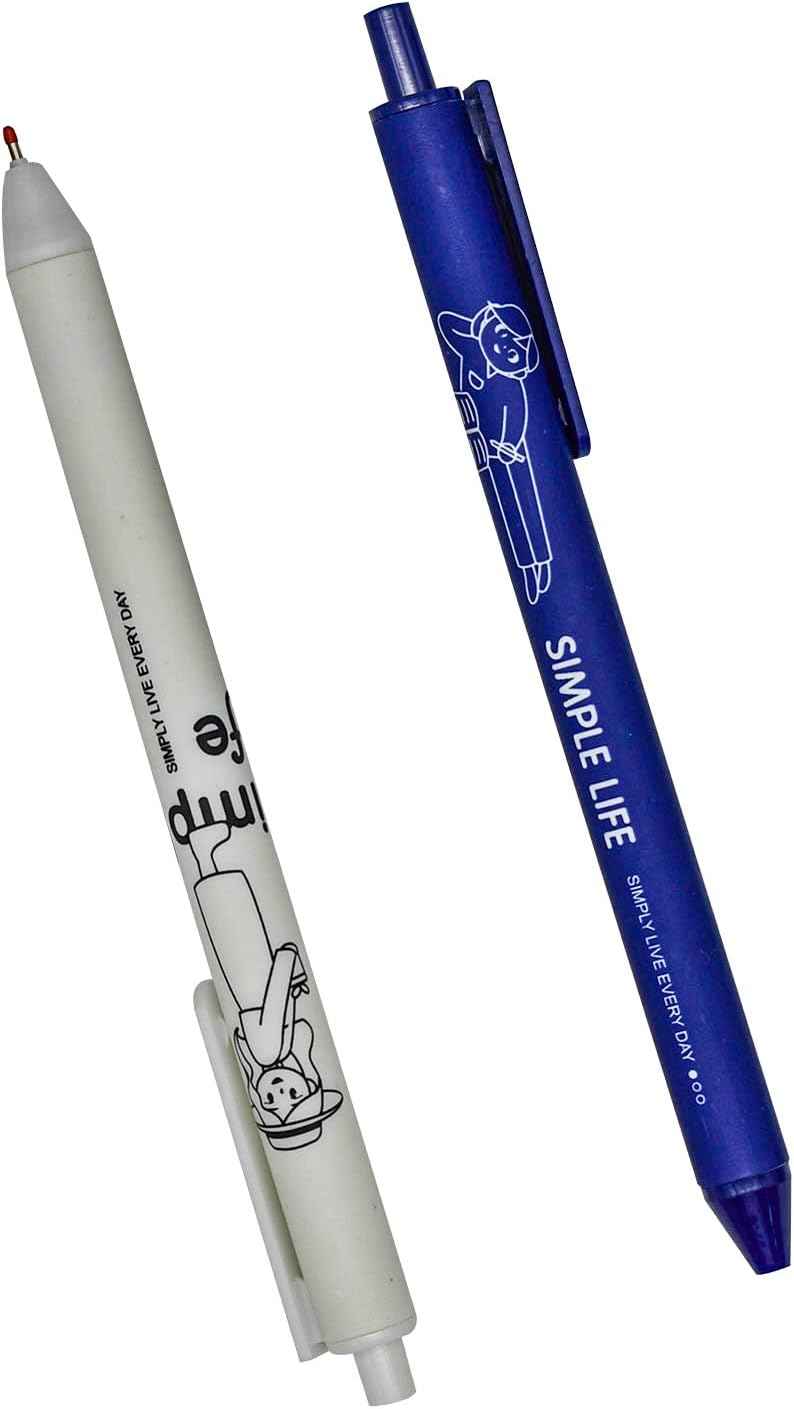 12PCS Retractable Abstract Characters Cute Girls Boys Print Gel Pens - TTpen