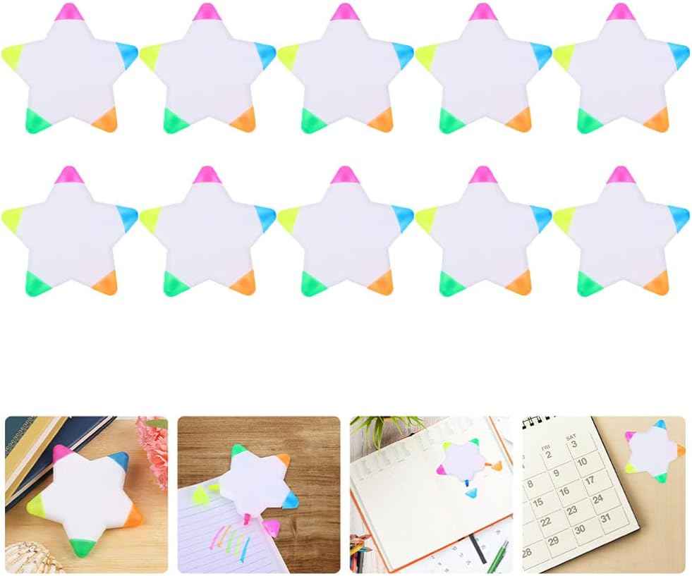 10Pcs Star Shape Watercolor Highlighter 5 In 1 Color Fluorescent Pens - TTpen