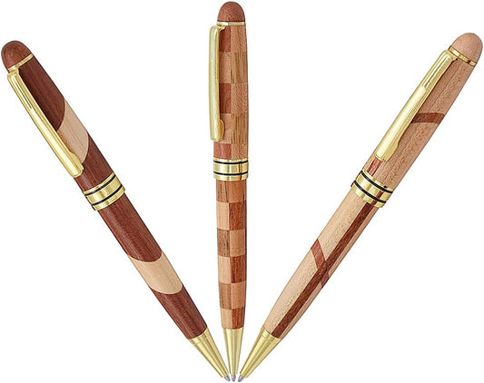 3 Pack Wooden Handcrafted Ballpoint Pens Set