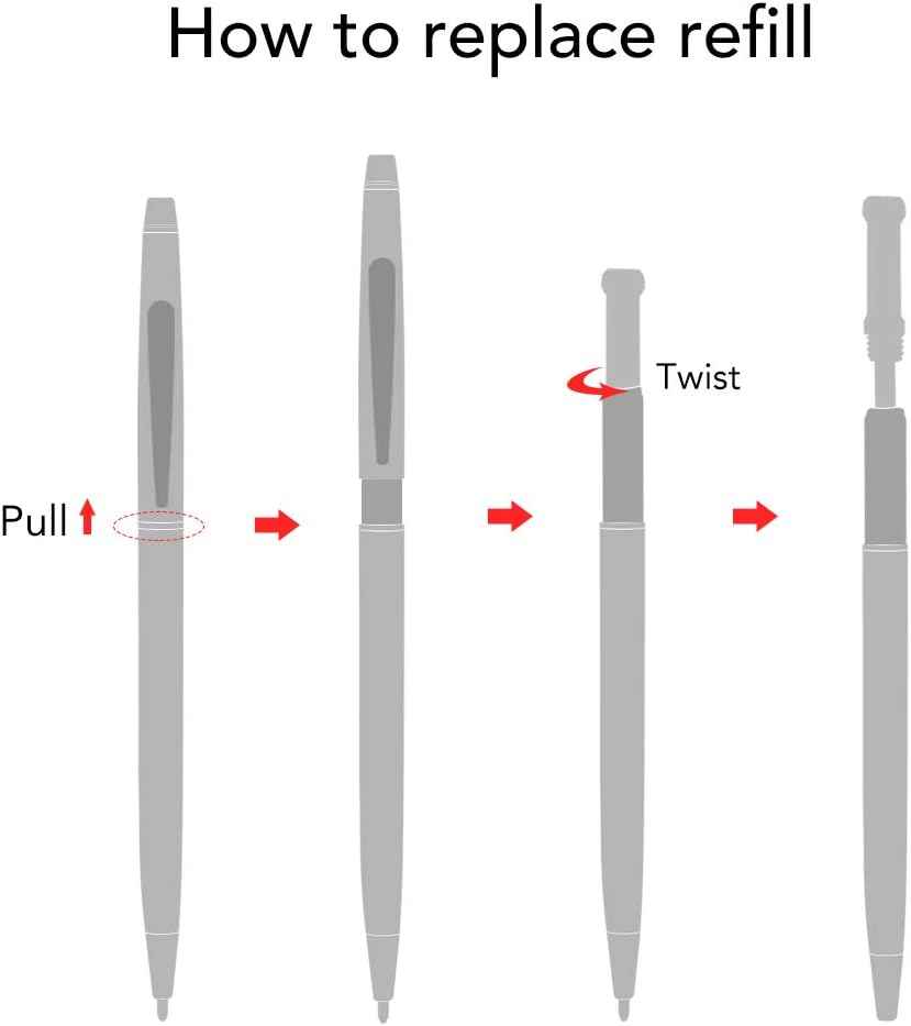 Slim Metallic Blue Retractable Ballpoint Pens Black ink 6 Pack - TTpen