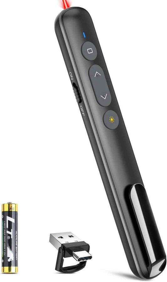 Red/Green Laser Presentation Clicker PowerPoint Wireless Presenter Remote - TTpen