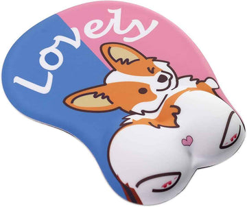 Lovely Corgi 3D Mouse Pad with Wrist Rest Support,Non-Slip Silicone - TTpen