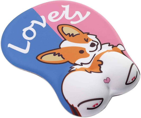 Lovely Corgi 3D Mouse Pad with Wrist Rest Support,Non-Slip Silicone - TTpen