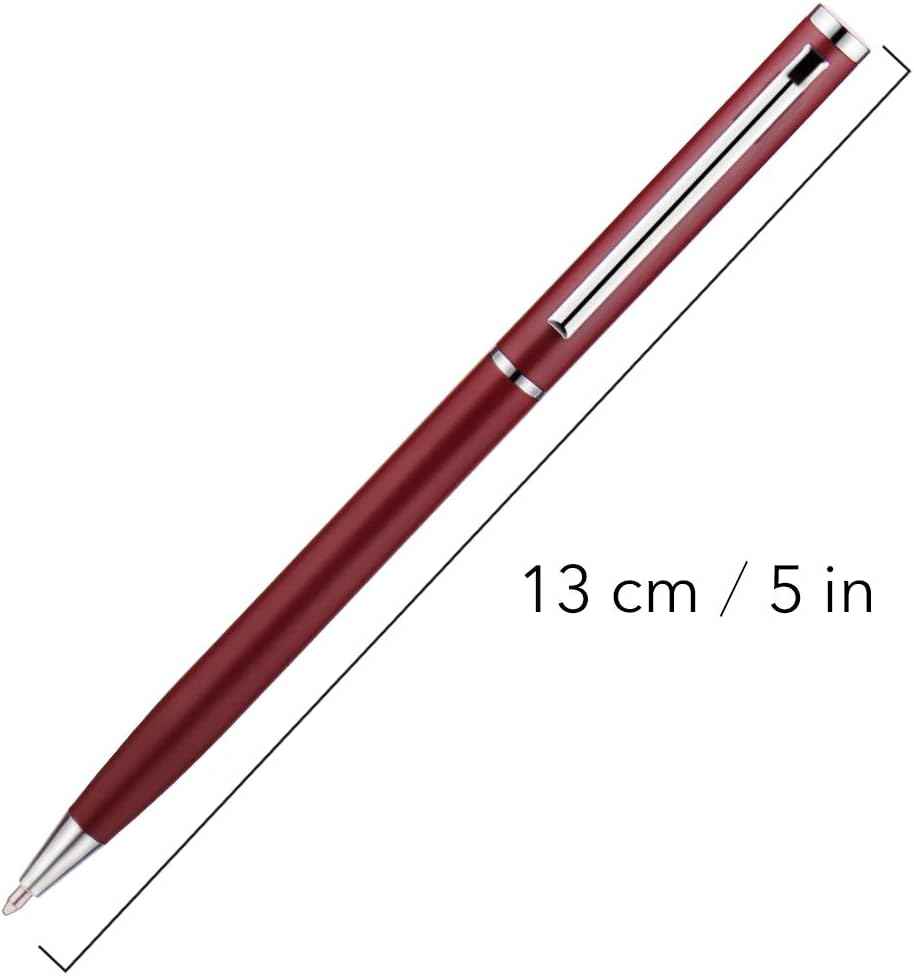 Slim Metallic Retractable Ballpoint Pens,Matte Burgundy,6 Pack-Black ink - TTpen