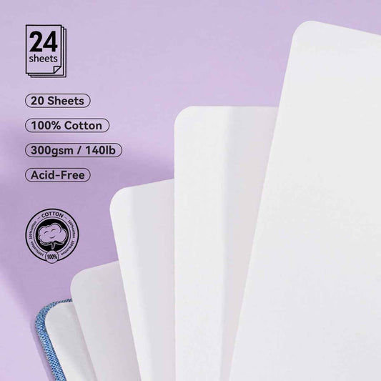 POTENTATE Watercolor Handbook,Cotton,300gsm,24 Sheets - TTpen